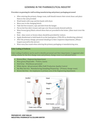 Gowning Procedure | PDF | Quality Assurance | Shoe